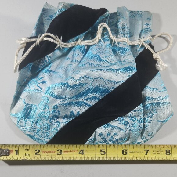 Japanese Drawstring Bag With Scenic Landscape Pattern Asian purse artsy elegant - Picture 4 of 5